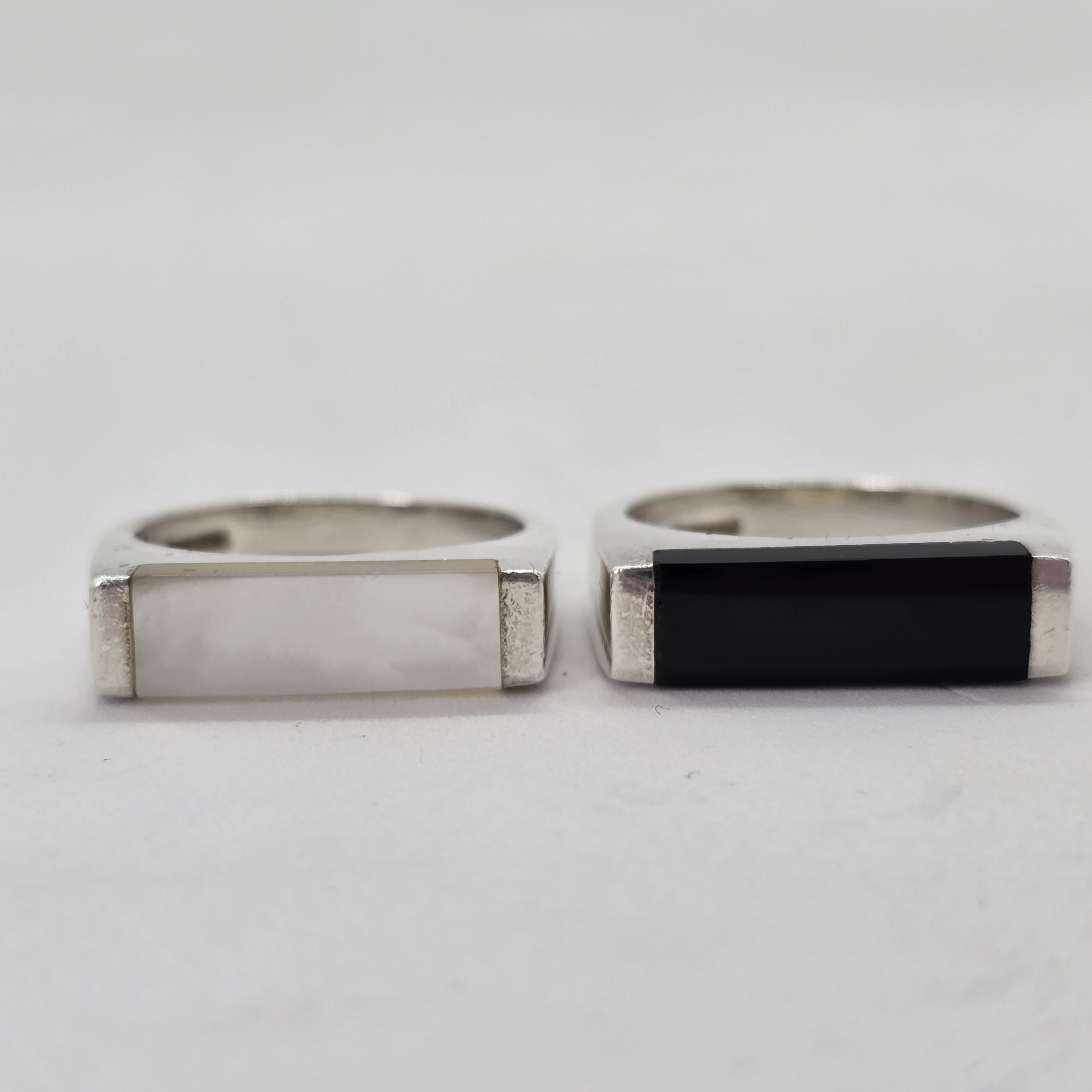 Erwin Pearl Stackable Rings Black Onyz And Mother Of Pearl Inlay 135$